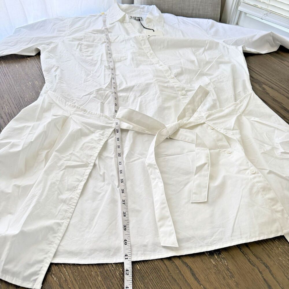KBB by KAHLANA 'The Wrap Apron Shirt Dress' Women Size 2X White 100% Cotton NWT - Picture 8 of 9